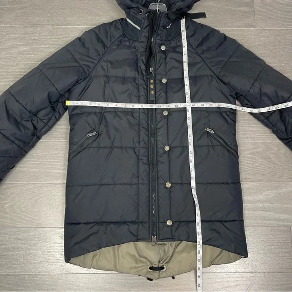 Diesel Woman’s Puffer Jacket Black High Low Hooded Insulated Winter Coat M - Picture 16 of 16